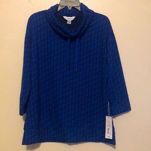 Liz Claiborne  Women’s  Cowl Neck Pullover Sweater Long Sleeves Bold Blue Medium